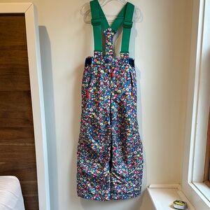 Colorful Floral Overalls with Green Straps